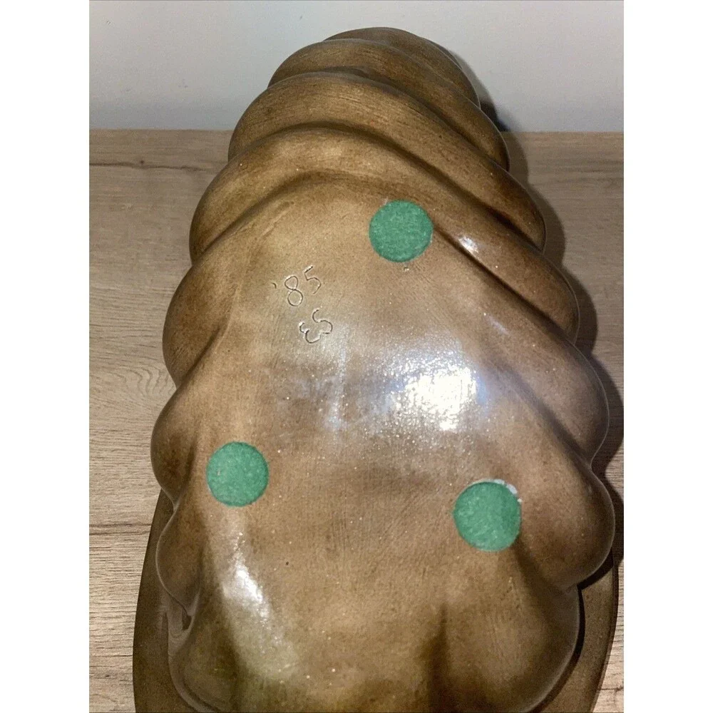 Vintage 1985 Ceramic Cornucopia Horn of Plenty Planter Thanksgiving Brown Glaze